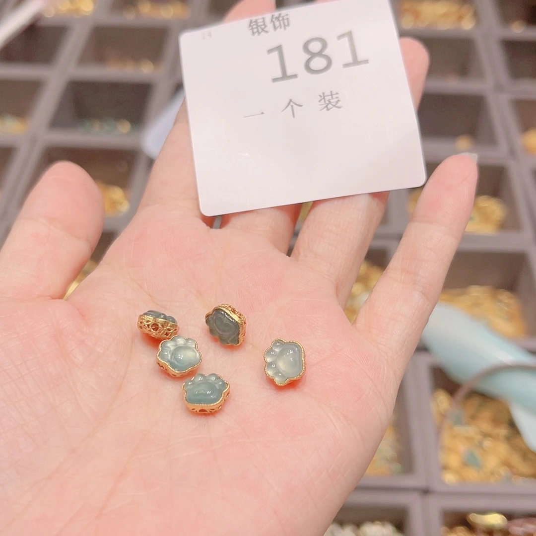 翡翠银S925镀金镶嵌颈饰181