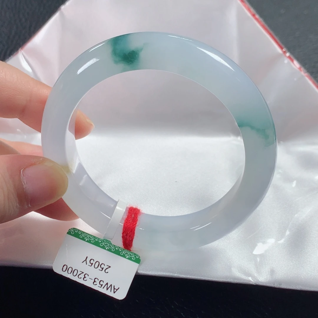 翡翠手镯未镶嵌缅甸天然翡翠手镯53圈口