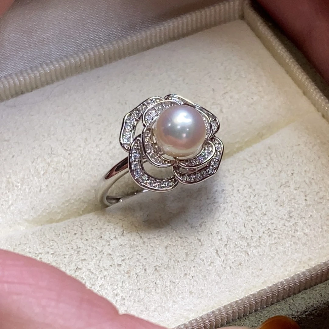 海水珍珠戒指银S925镶嵌微瑕
