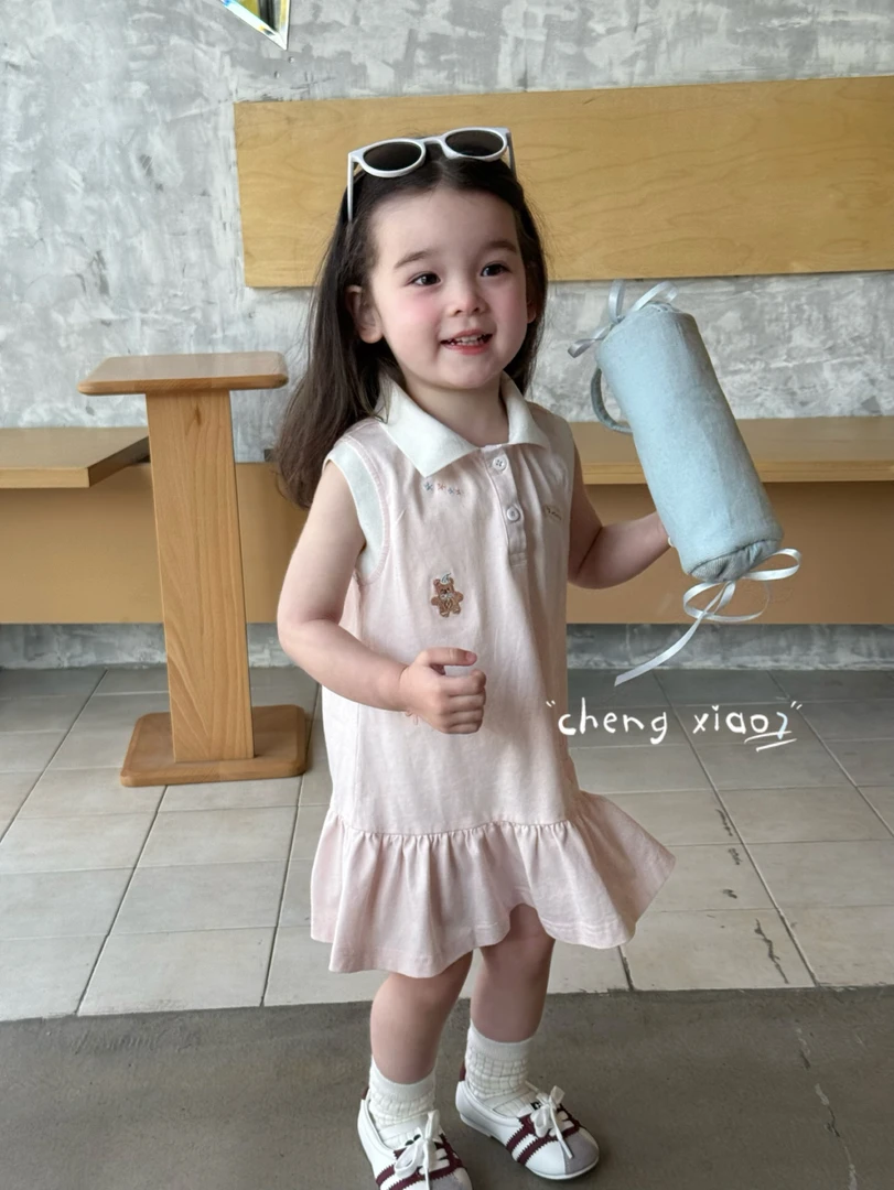 夏天夏季新款女童无袖洋气卫衣裙韩版公主儿童卡通刺绣连衣裙百搭