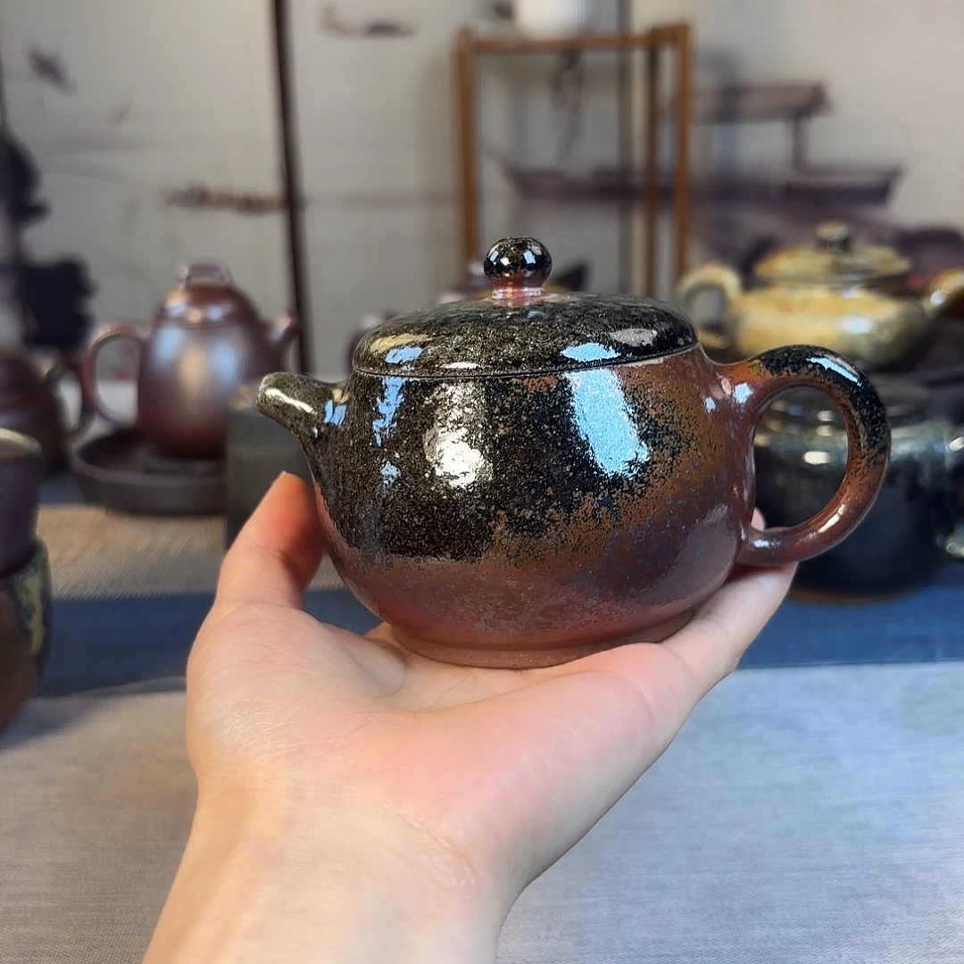 壶柴烧紫砂壶宽口文旦