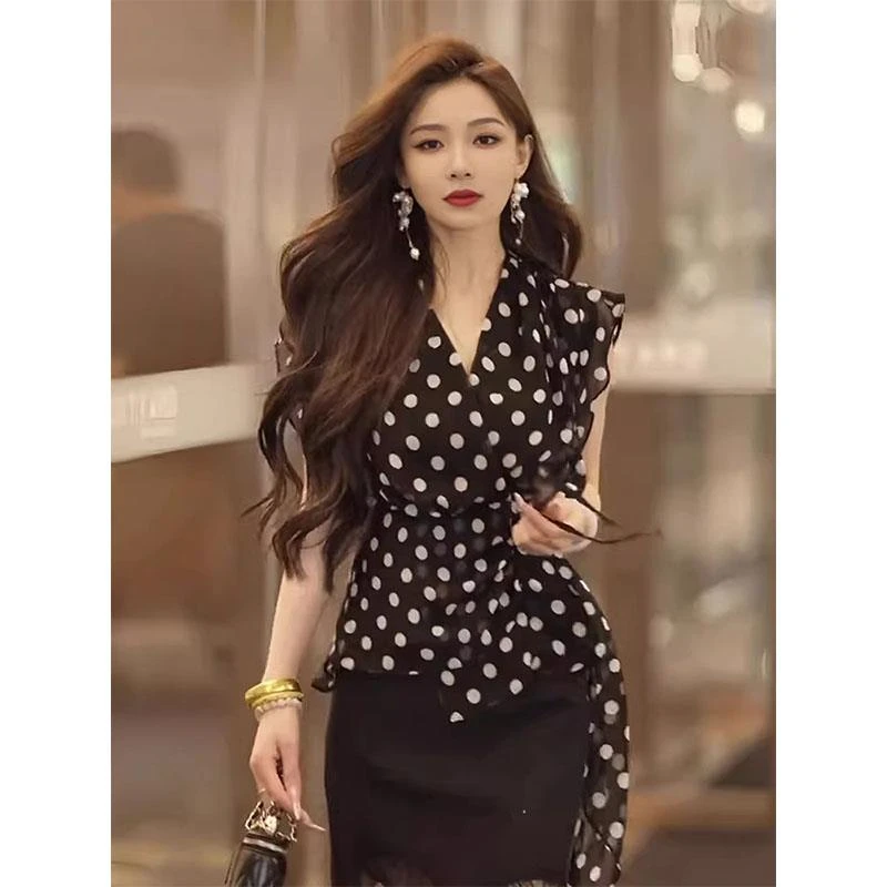 欧货气质高端波点衬衫女2025年夏季新款时尚洋气优雅质感短袖上衣