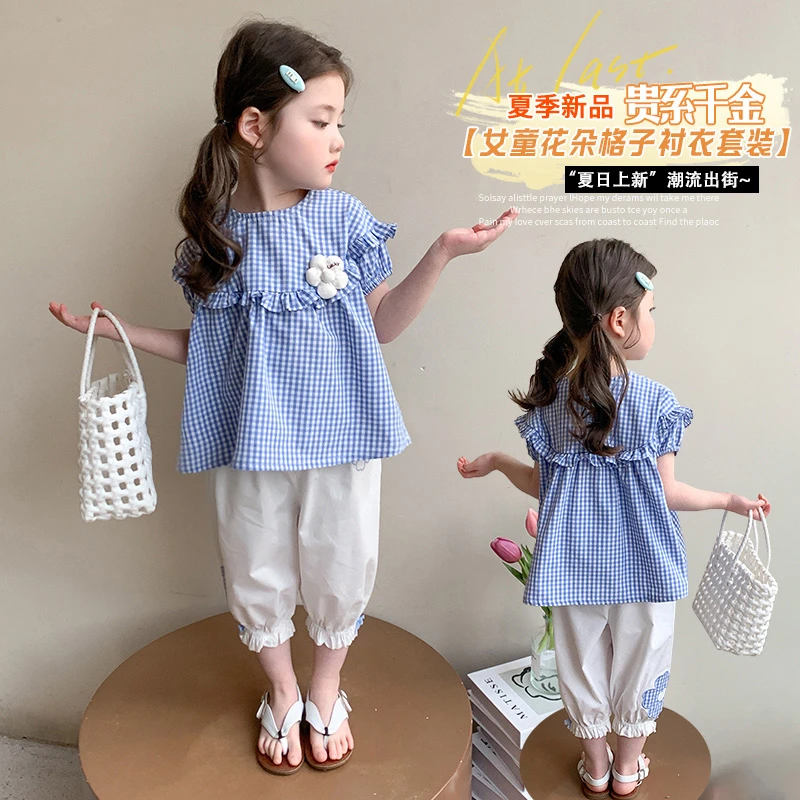 女童短袖娃娃衫套装洋气儿童夏季新款女宝宝韩版两件套小女孩时髦