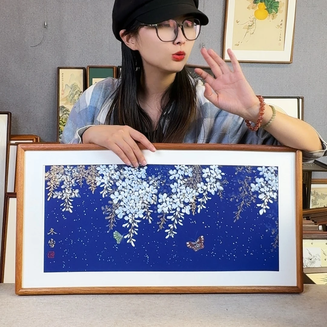 国画手绘带框尺寸： 36*69