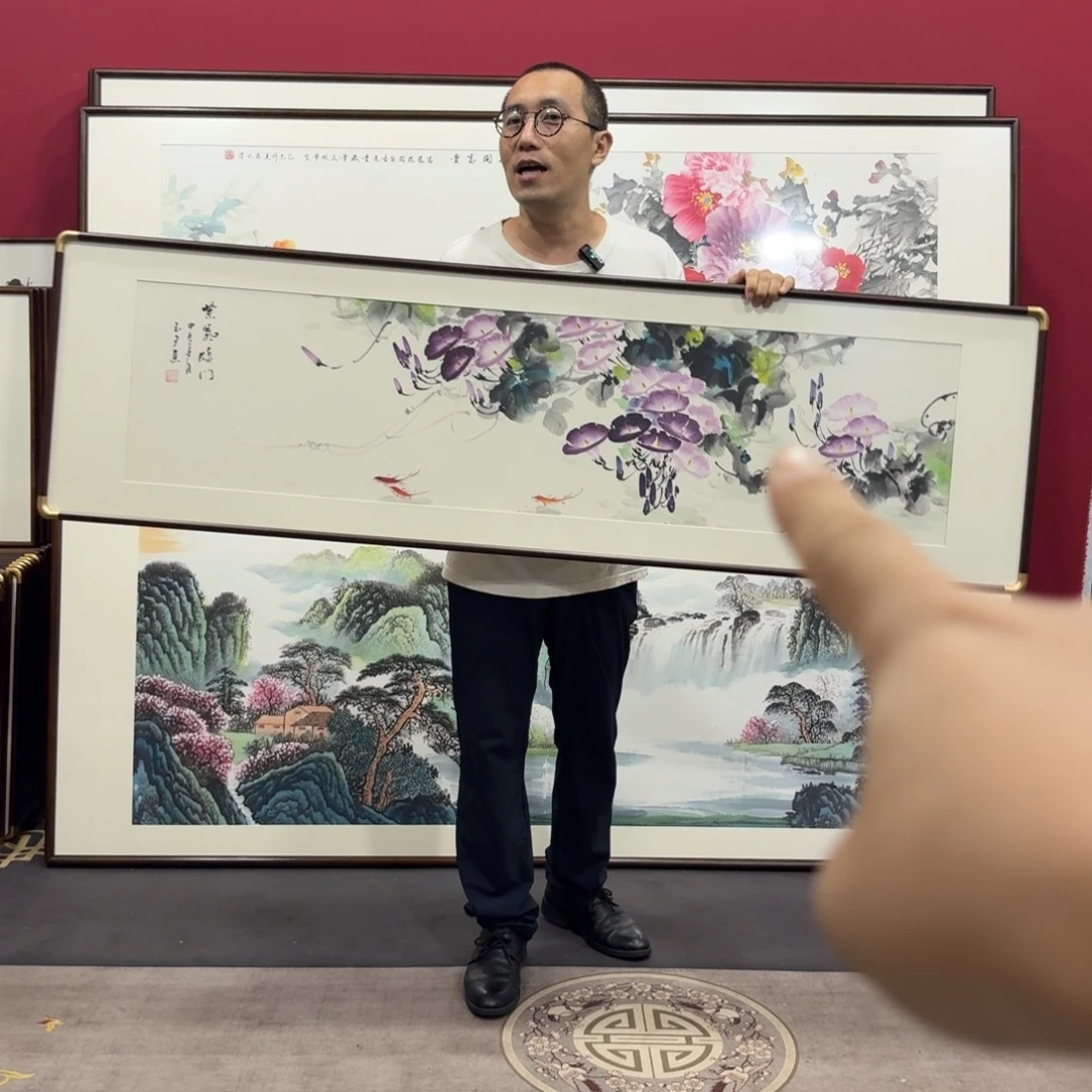 国画手绘作品带框160/45