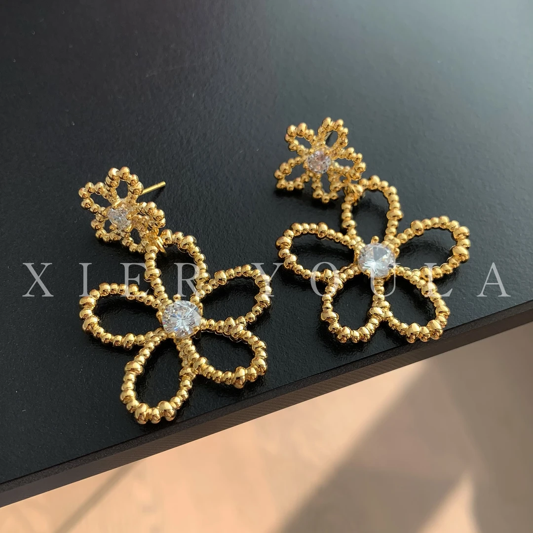 SUKEEW/酥可 铜合金合成锆石耳饰 时尚花朵精致个性耳环136211