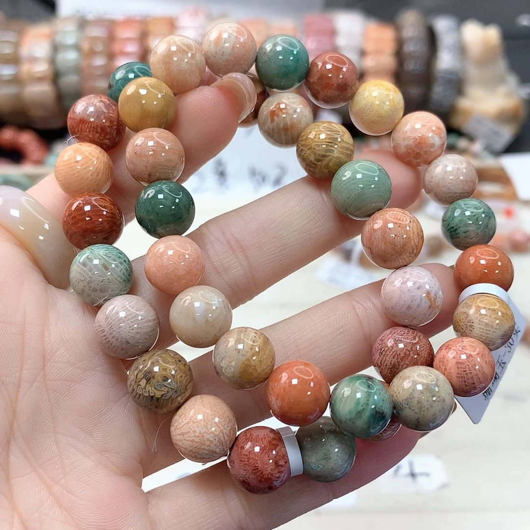 硅化珊瑚（珊瑚玉）手链未镶嵌幸*福056