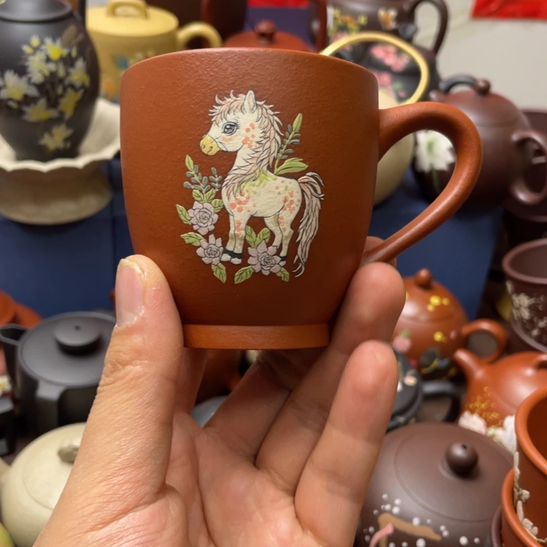 红泥茶杯紫砂主人杯150cc