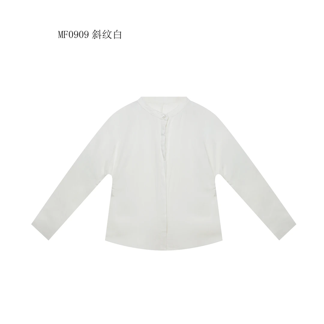 【麻訪家】MF0909斜纹白文艺简约宽松休闲百搭长袖开衫上衣