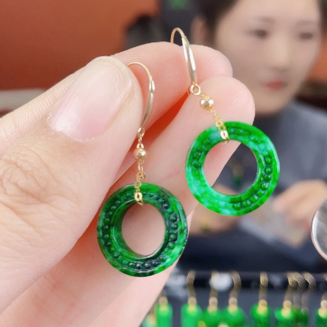 翡翠18K金镶嵌耳饰