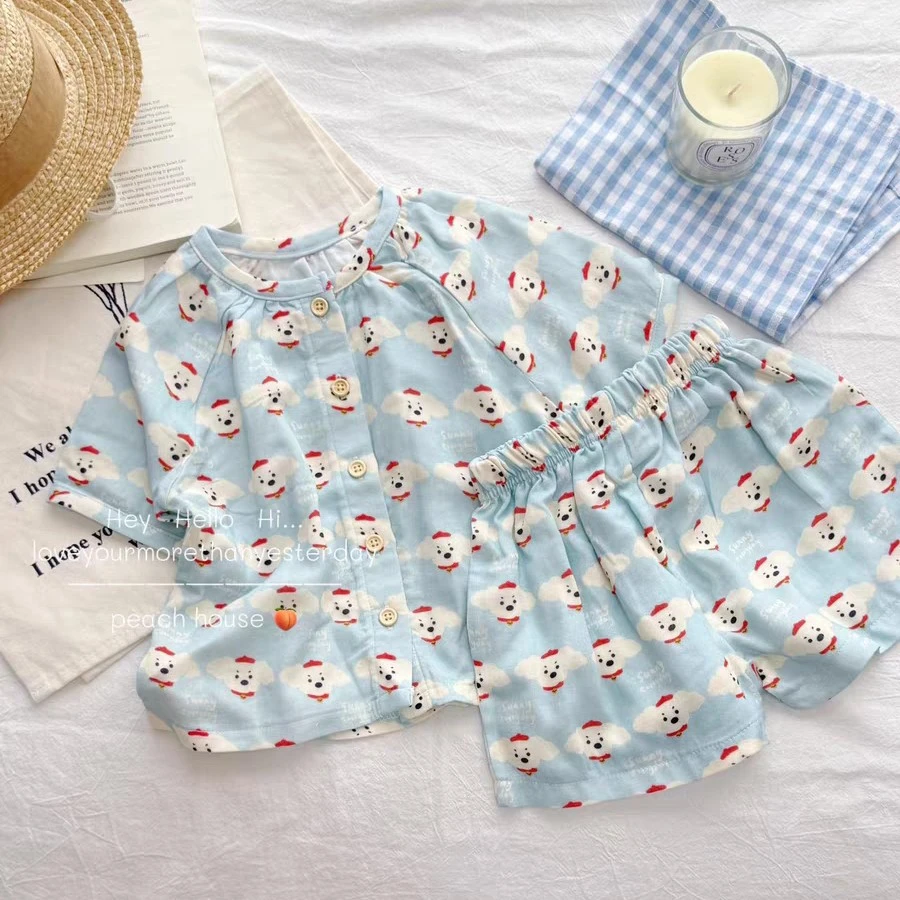 竹纤维（圆领 系扣 对门）：短袖短裤 套装！