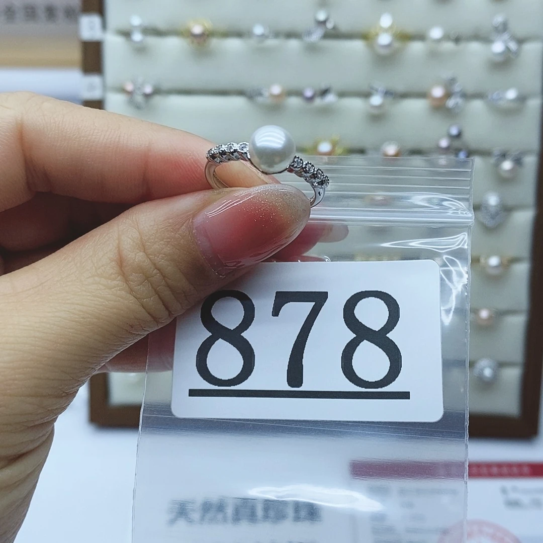 淡水珍珠戒指银S925镶嵌878