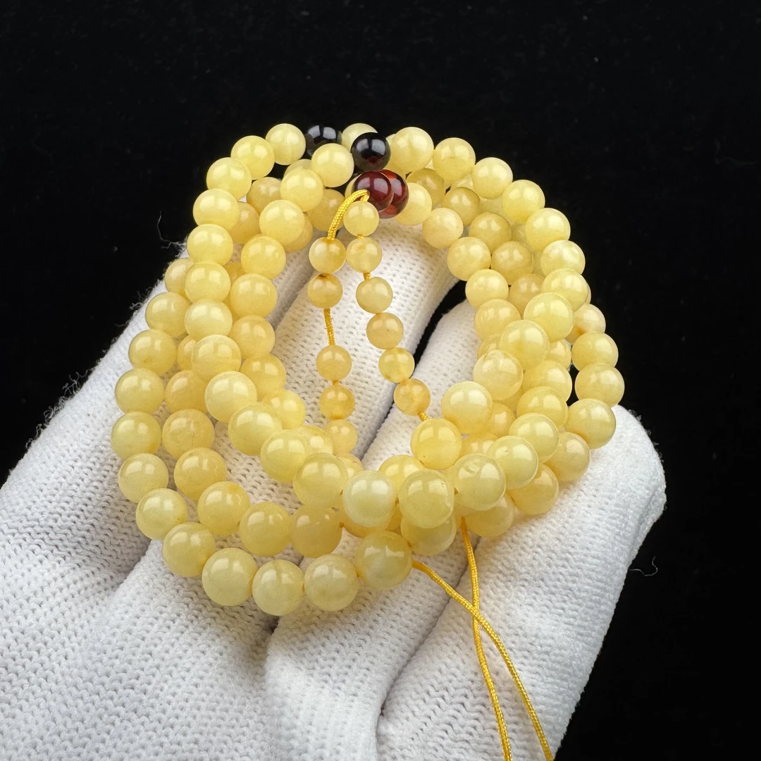 G1259天然蜜蜡制品 俄料圆珠108长串5.8mm 一物一图假一罚十