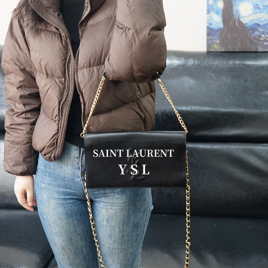 95新 YSL/圣罗兰 黑色链条包/HD12818033/8033