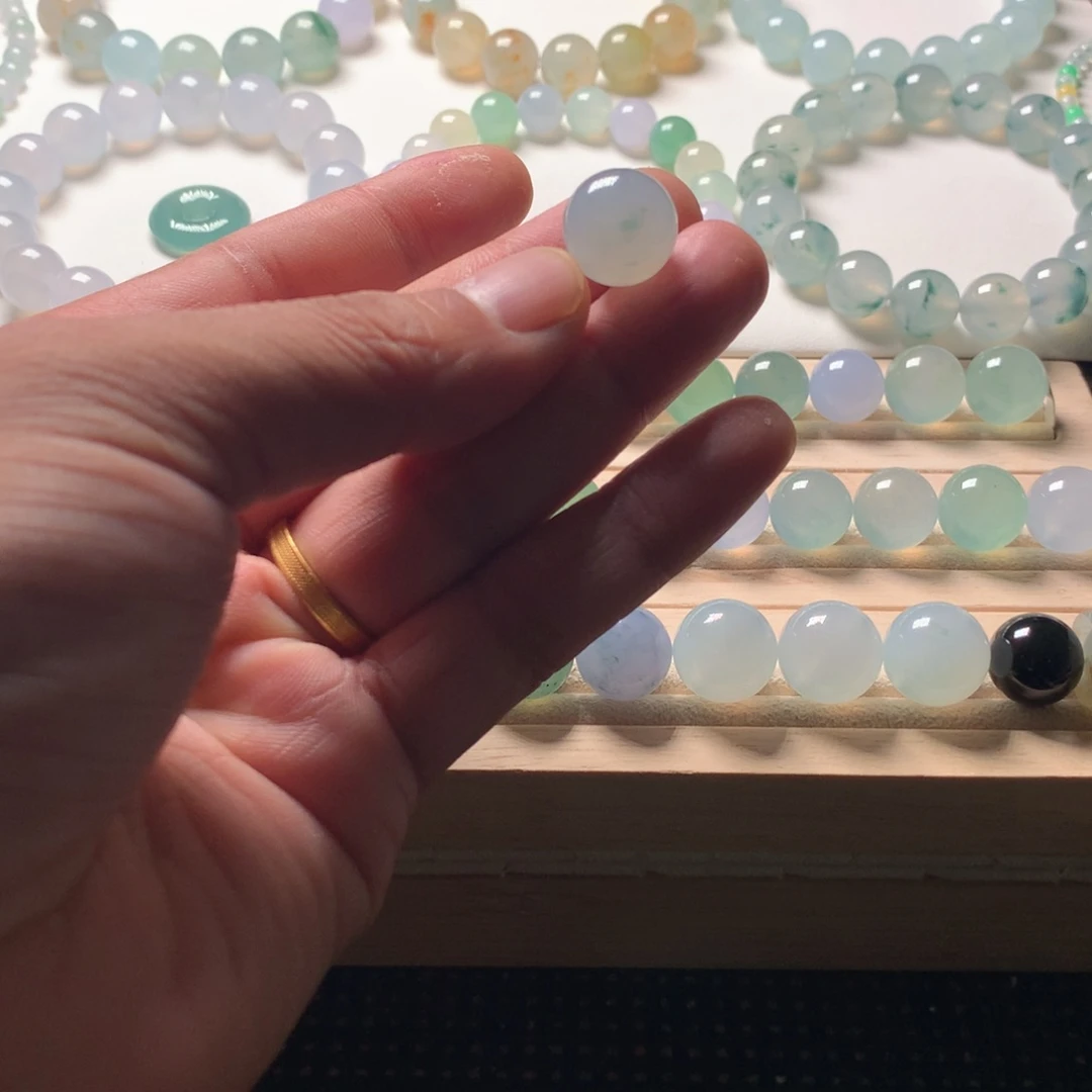 翡翠未镶嵌手链天然翡翠卡13.8单珠