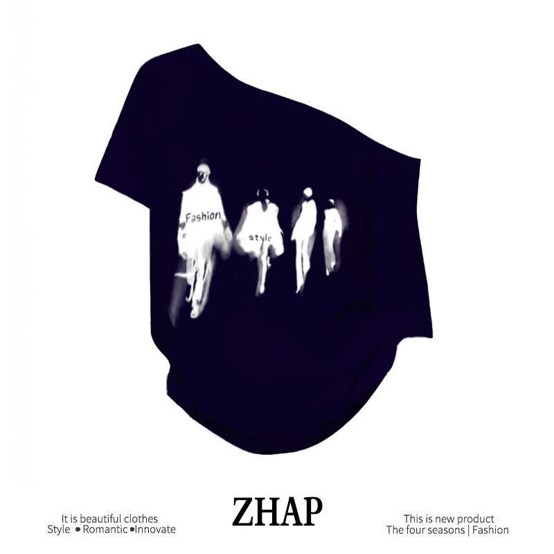 【ZHAP】新款一字肩宽松短袖t恤女欧美风甜辣爆款简约遮肉休闲上衣