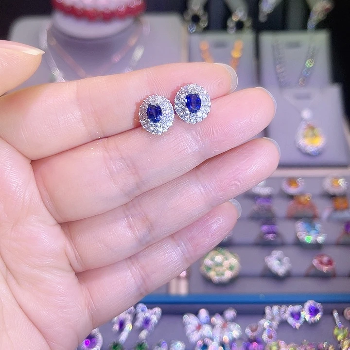 蓝宝石戒指银S925镶嵌