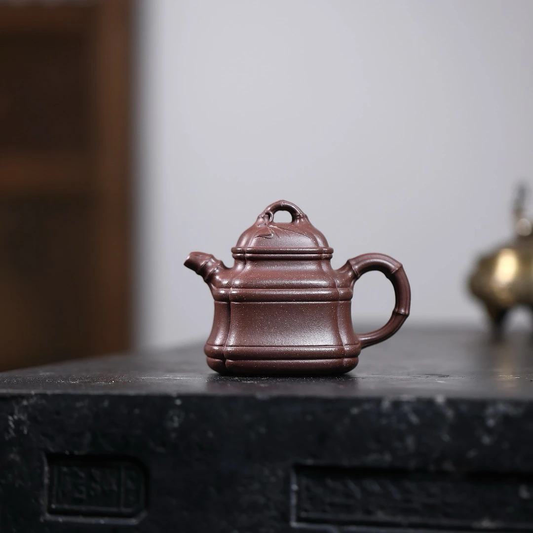 四方隐角竹鼎，紫泥190毫升