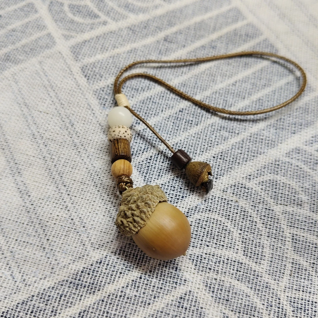 手机挂件橡果编织干果果实可爱趣味设计感挂坠手机链  小胖圆像果