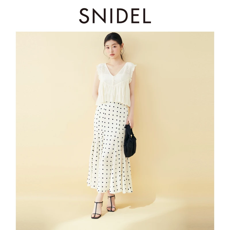 SNIDEL2025春夏新品V领镂空蝴蝶结无袖背心针织衫上衣SWNT251307