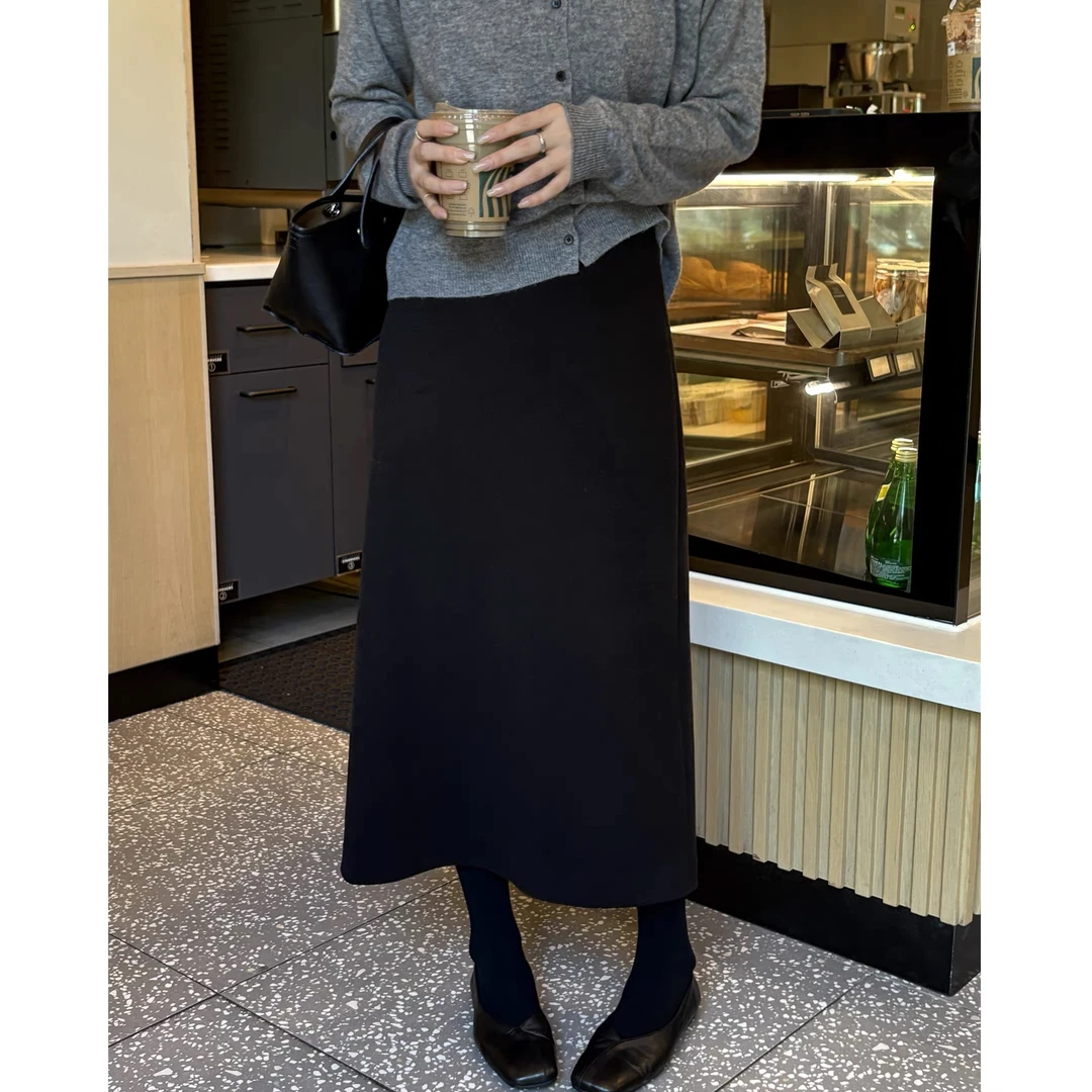 [运费险]【高品质加厚毛呢组合】冬气质经典中长款直筒半身裙#7742