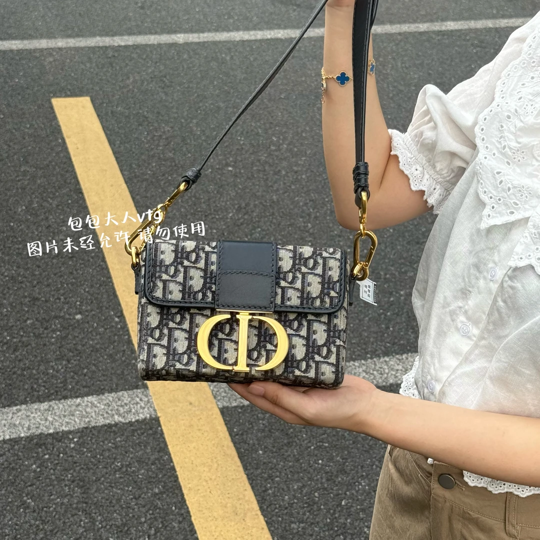95新 DIOR/迪奥 老花刺绣蒙田盒子单肩包