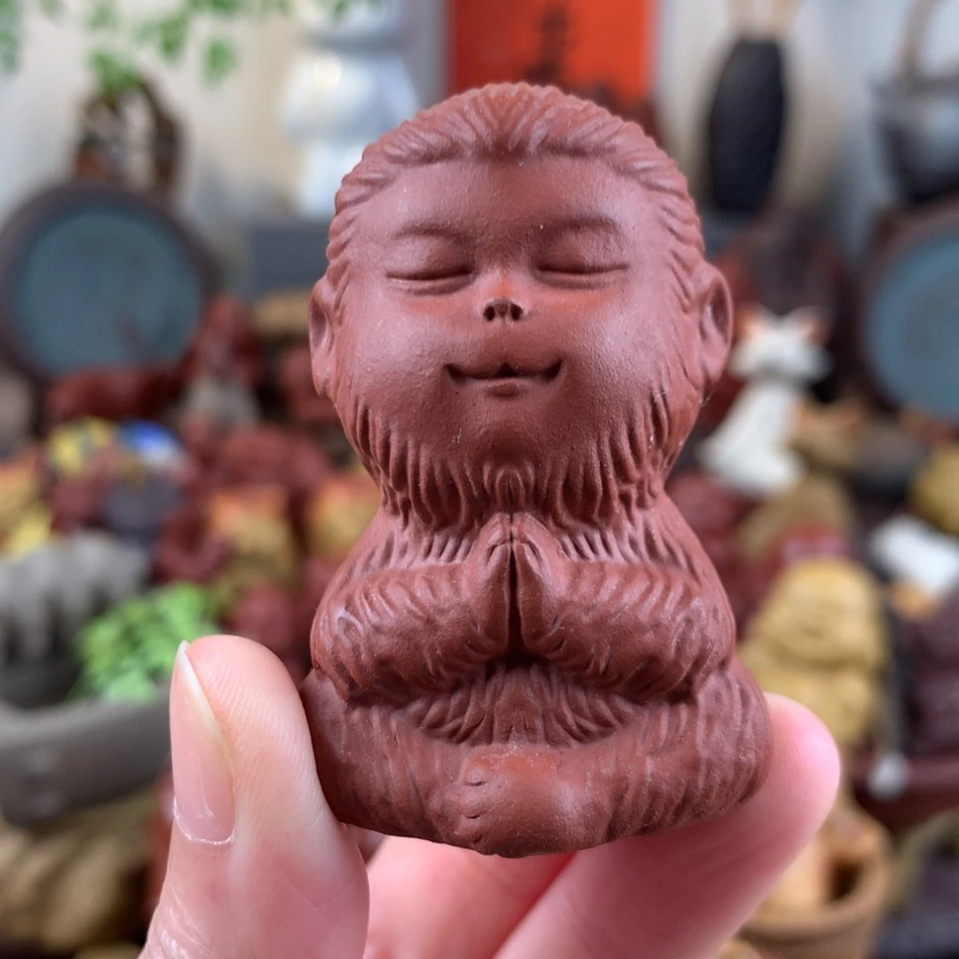 紫砂茶宠小悟空朱泥