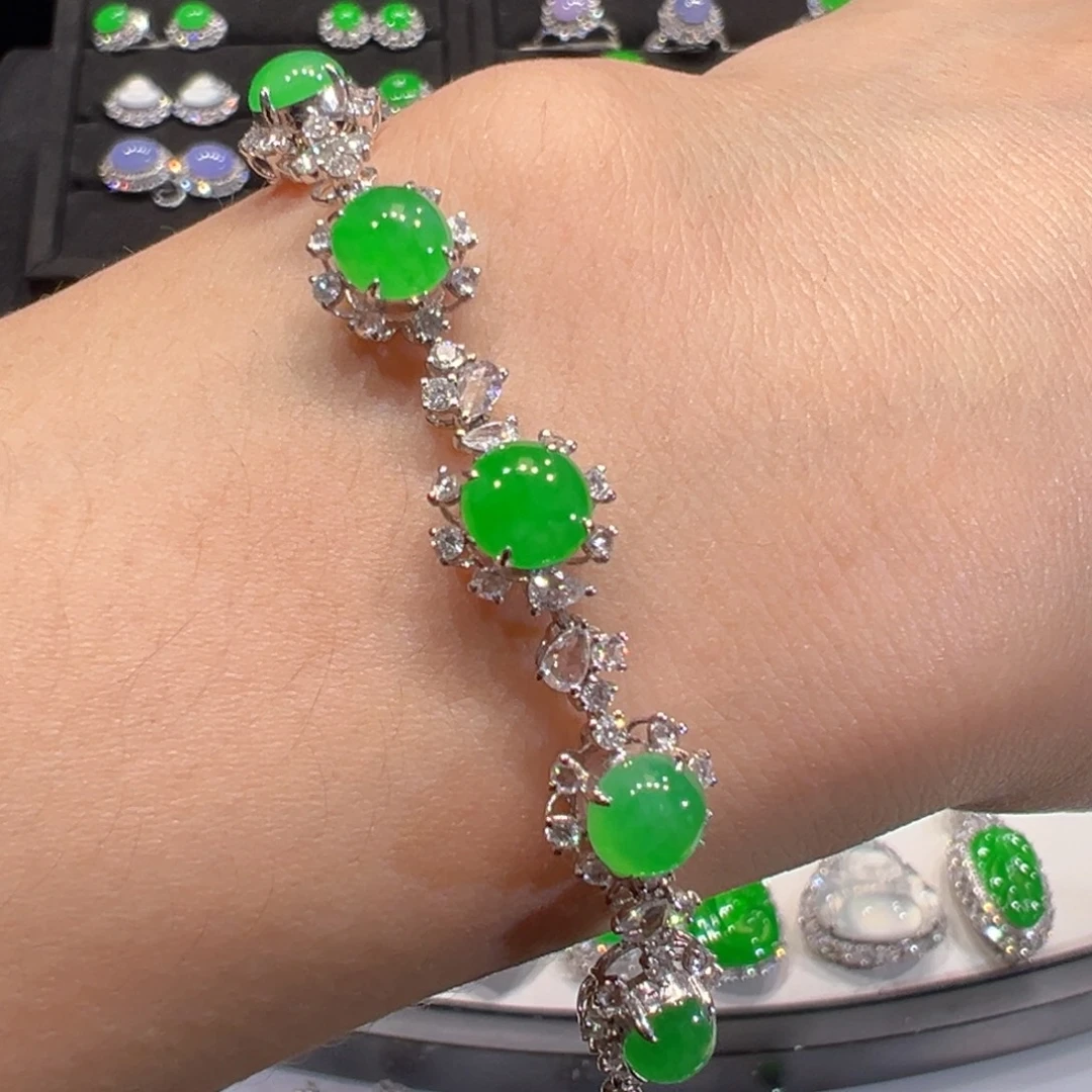 翡翠18K金镶嵌手链收到货48小时鉴赏期