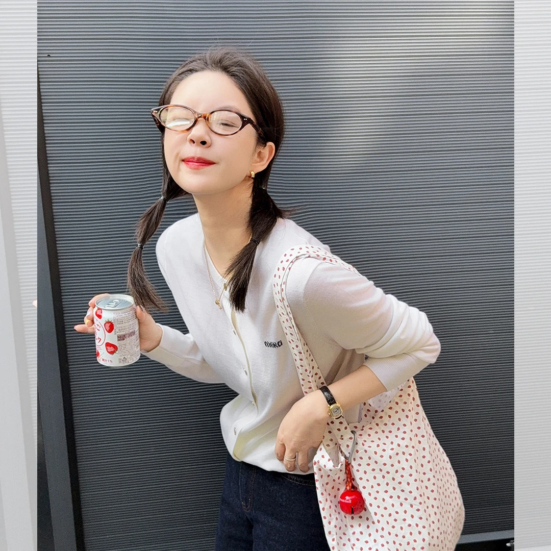 莉贝琳sisy黑标针织开衫圆领精纺羊毛修身显瘦长袖S25102SW09