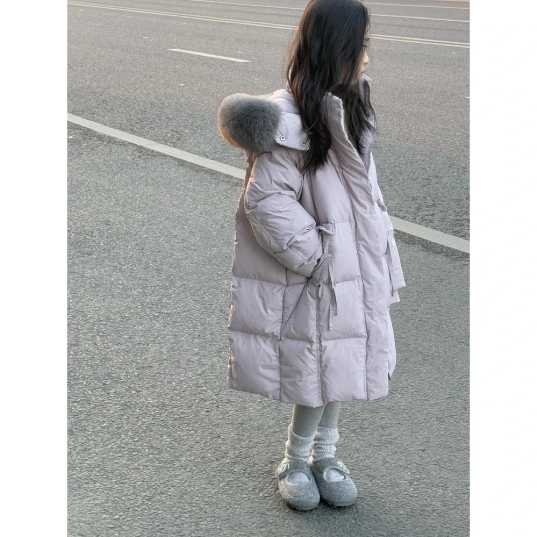 女童2025新款冬季中长款棉服儿童时尚洋气宽松百搭棉袄女孩过膝潮