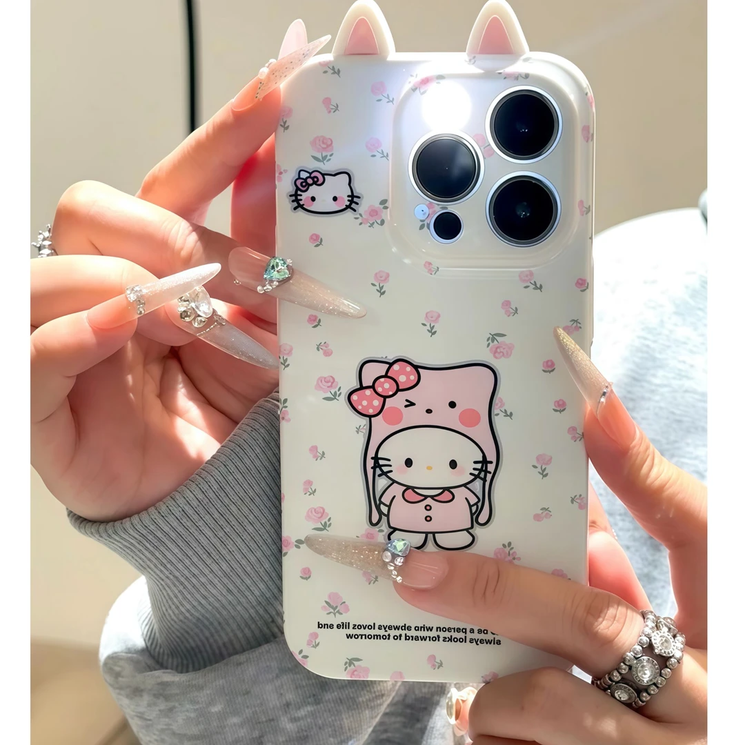 BANCA闺蜜KT猫耳朵适用苹果15/16promax手机壳vivo华为oppo小米14