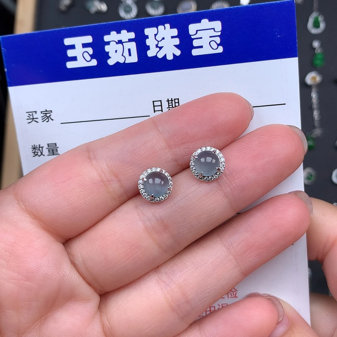翡翠耳饰银S925镶嵌G****_