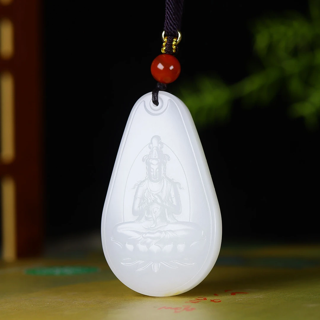 91663和田玉白玉观音