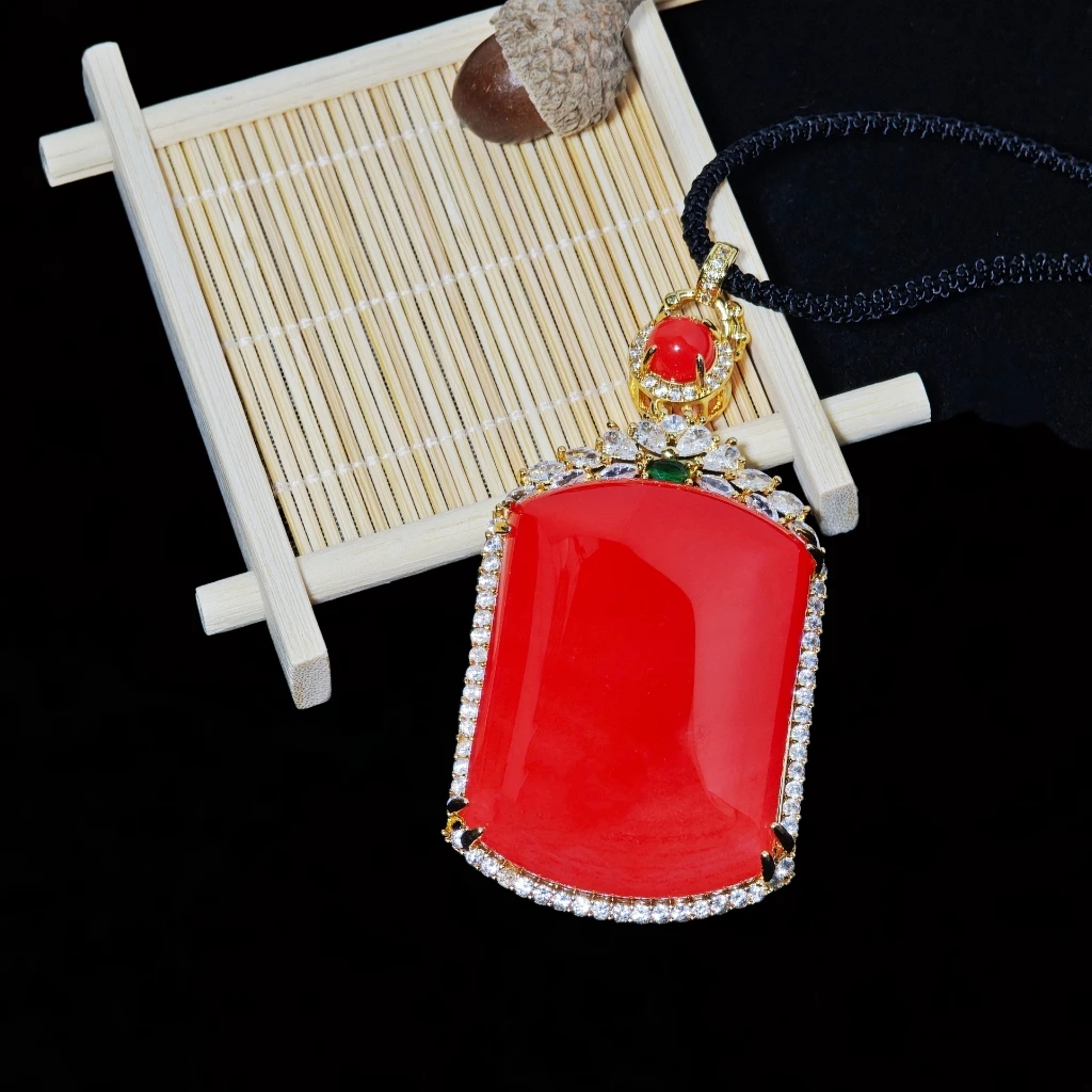 天然雪域红景天无事牌玉石吊坠 A22