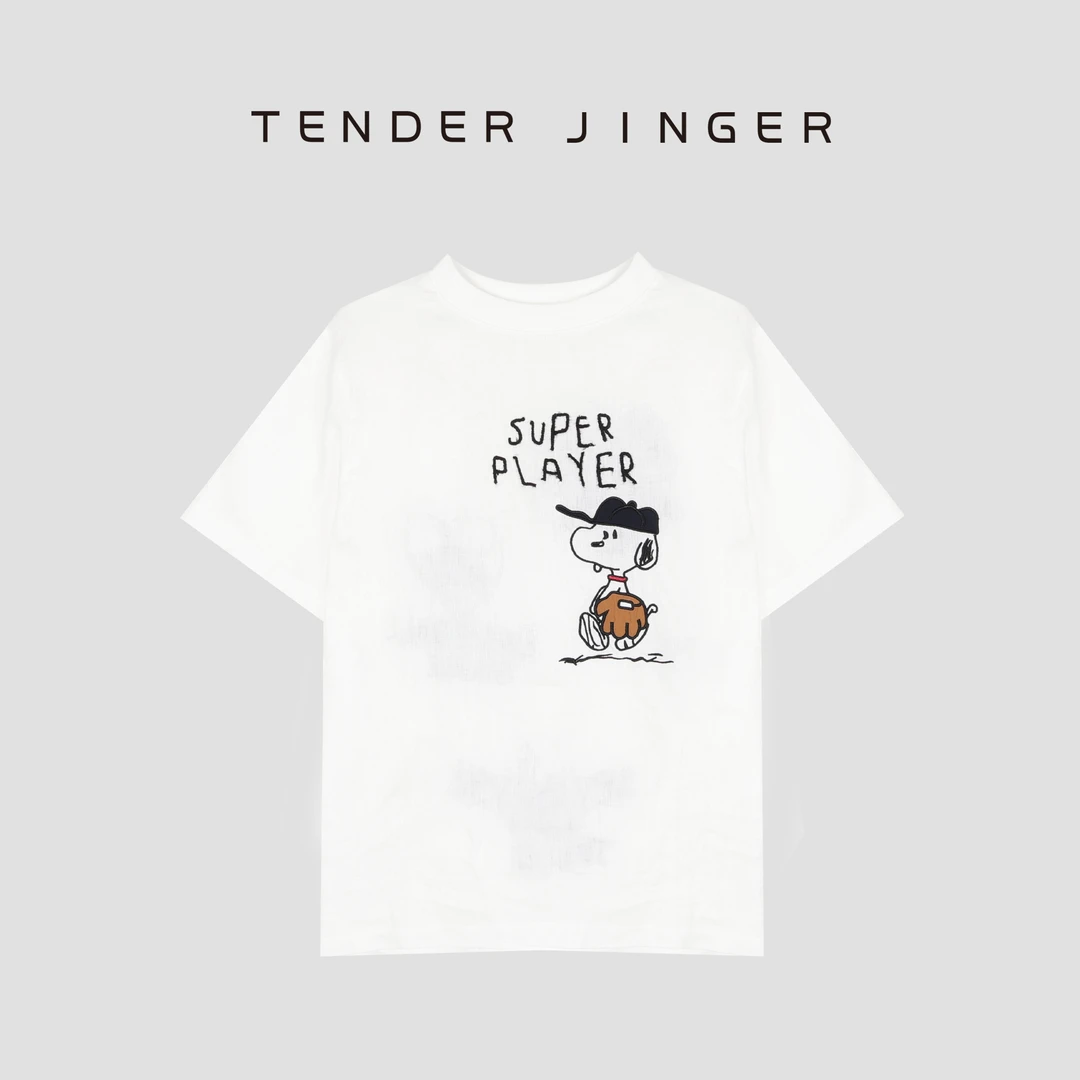 Tender Jinger圆领休闲百搭亚麻潮流短袖T52YGG30174