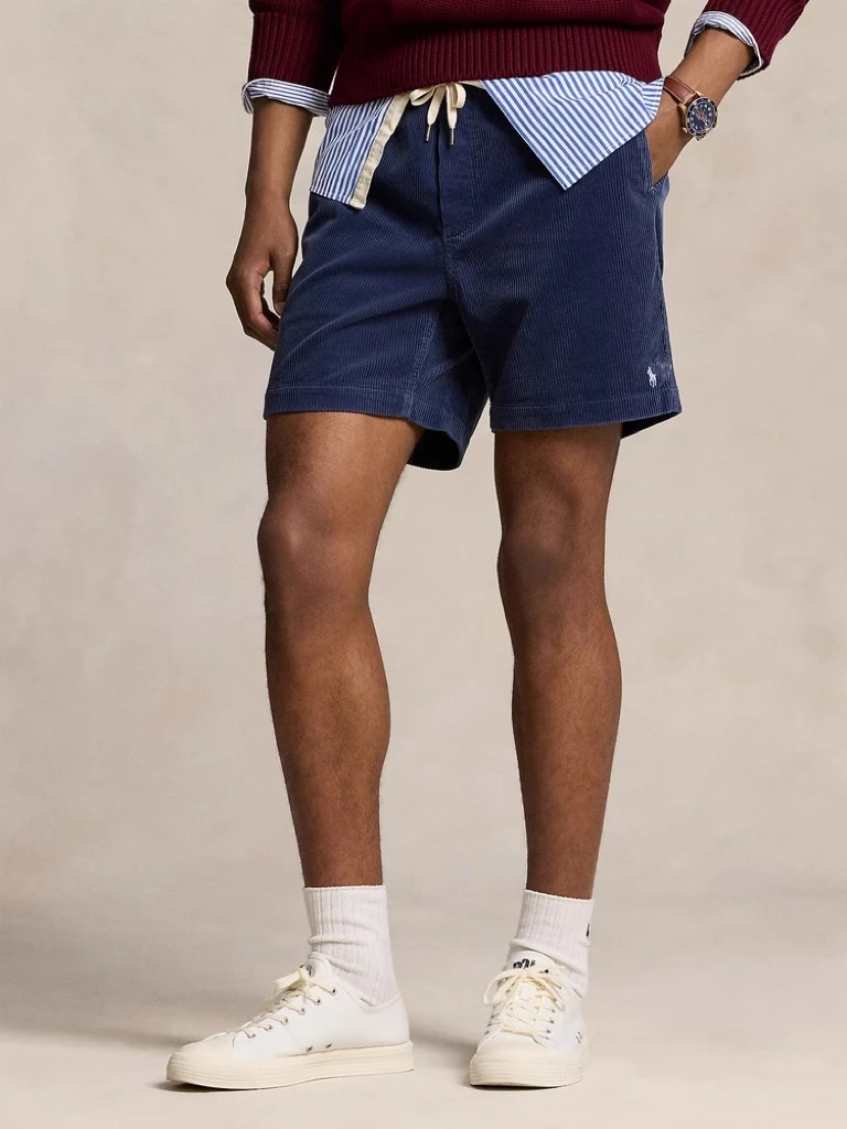 小马刺绣 美式灯芯绒休闲短裤 显腿长的短裤 很老钱风