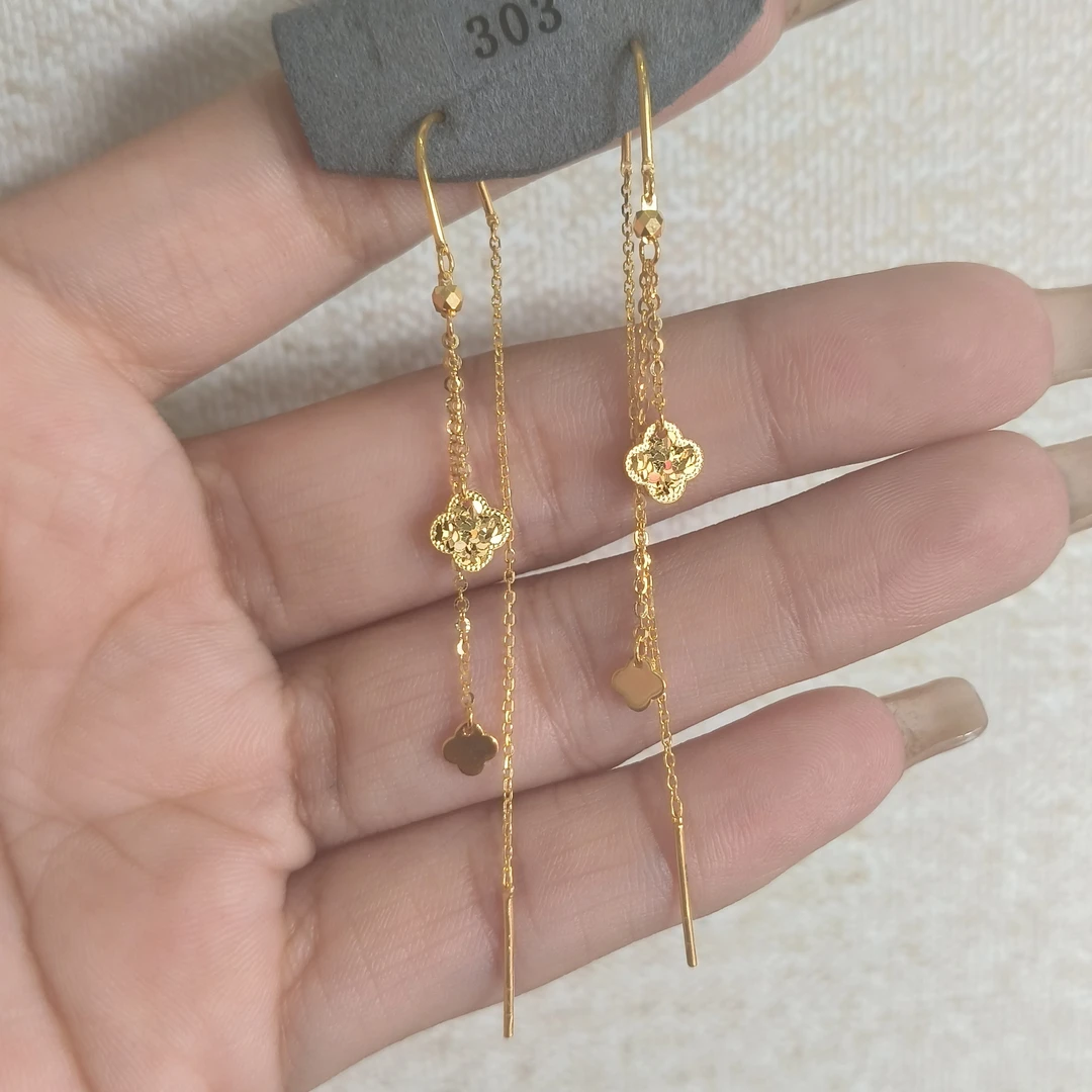 足金999四叶草耳线2.55