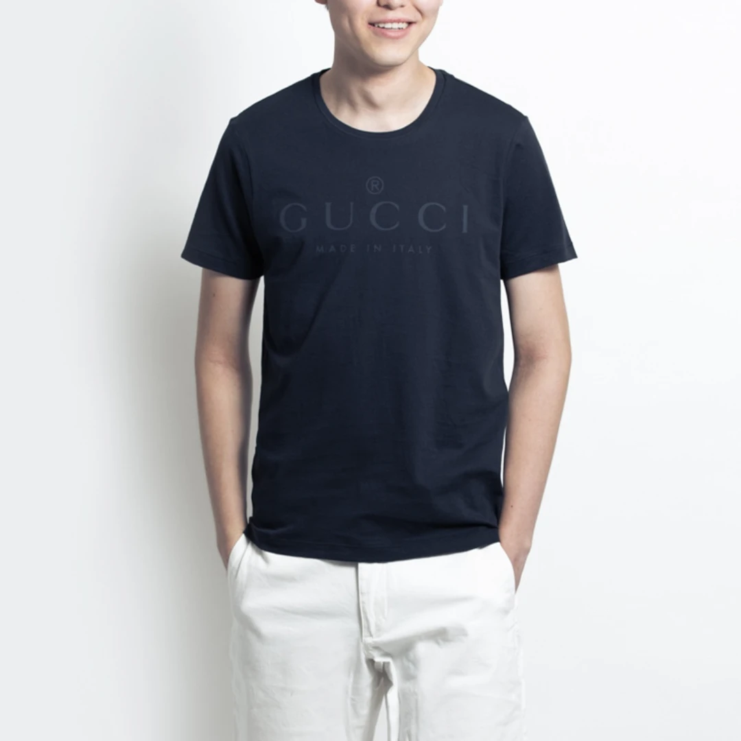 全新未使用 GUCCI/古驰 6928藏蓝色logo印花圆领TXXL码/全新带吊