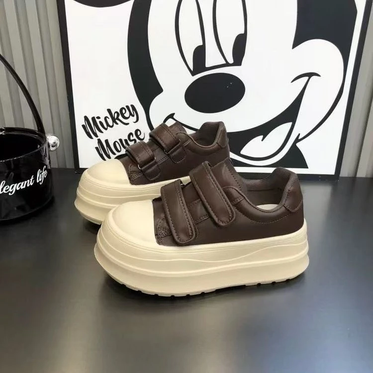 卓诗尼集团旗下丑萌大头百搭魔术贴厚底小白鞋女韩版休闲时尚板鞋