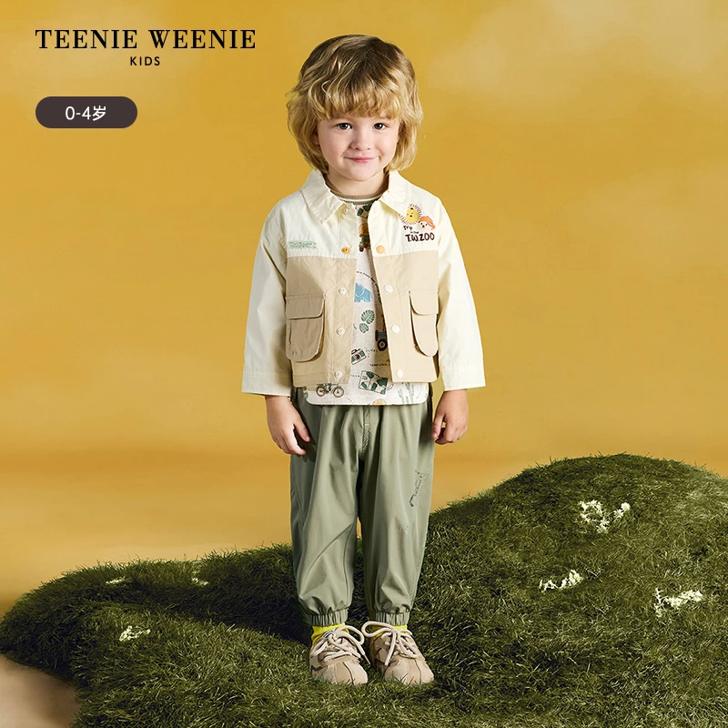 TeenieWeenieBaby小熊童装25年春夏小翻领拼色薄外套T0JJ252301K