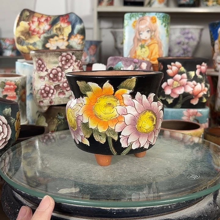 满38包邮 景德镇幸运花盆