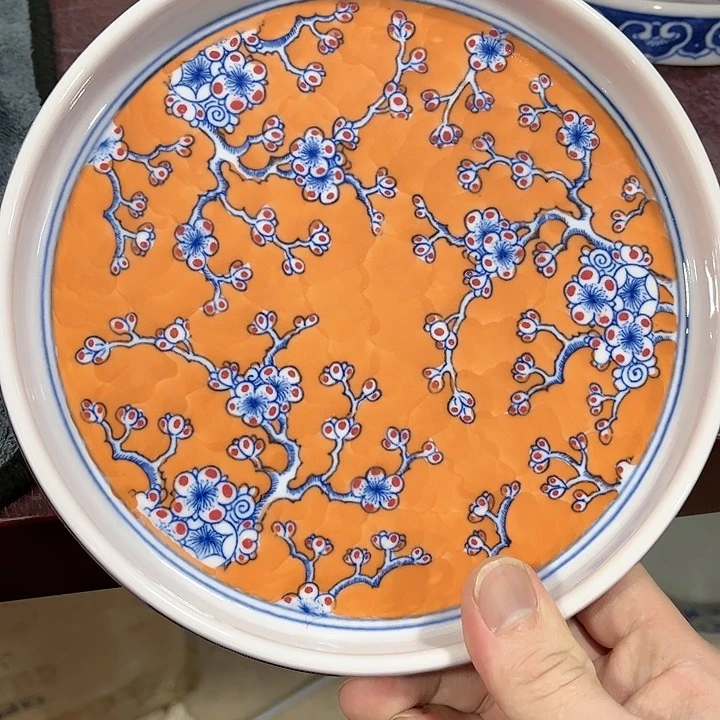 瓷片////景德镇陶瓷茶盘。红。