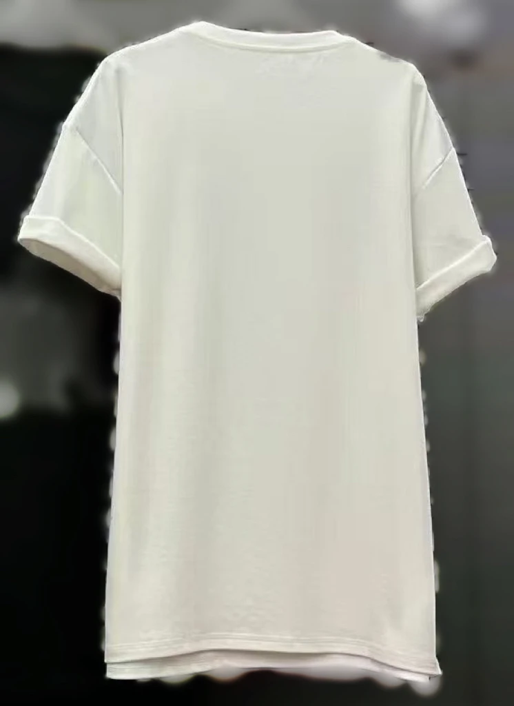 【8513】初春新品潮流时尚烫钻字母短袖中长款T恤2025春季女装上衣