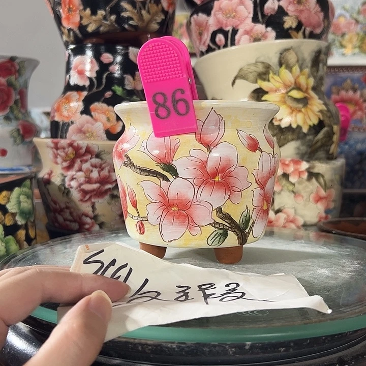 景德镇幸运花盆手绘韩式花盆