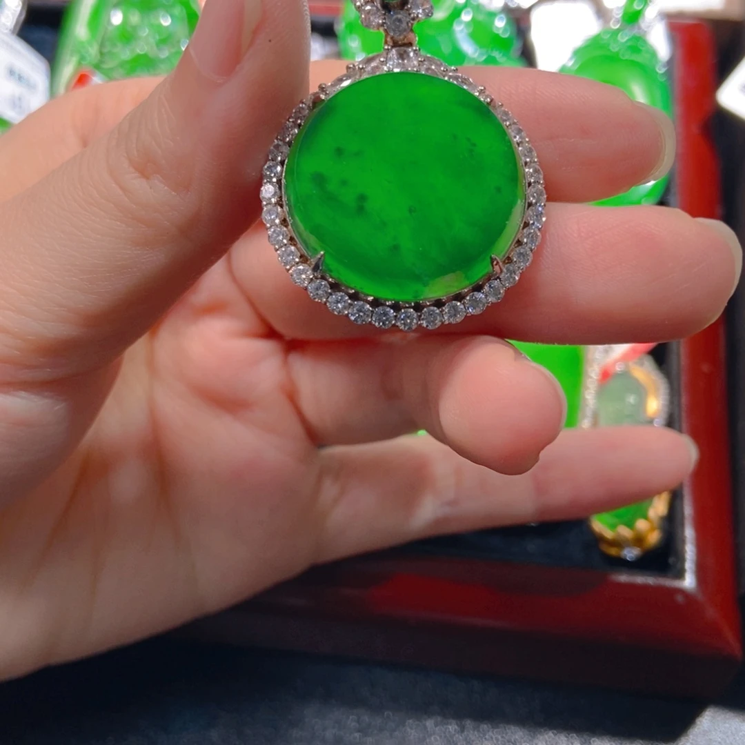 翡翠银S925镶嵌吊坠(不含链)