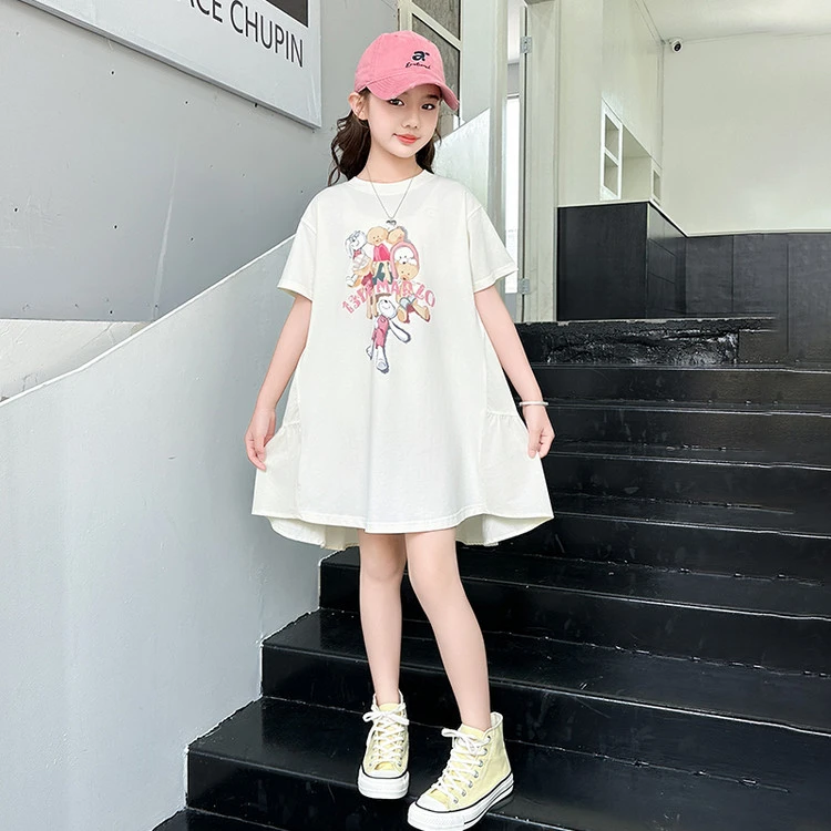 女童连衣裙夏季2025新款夏装儿童洋气棉布短袖裙大童网红公主裙子