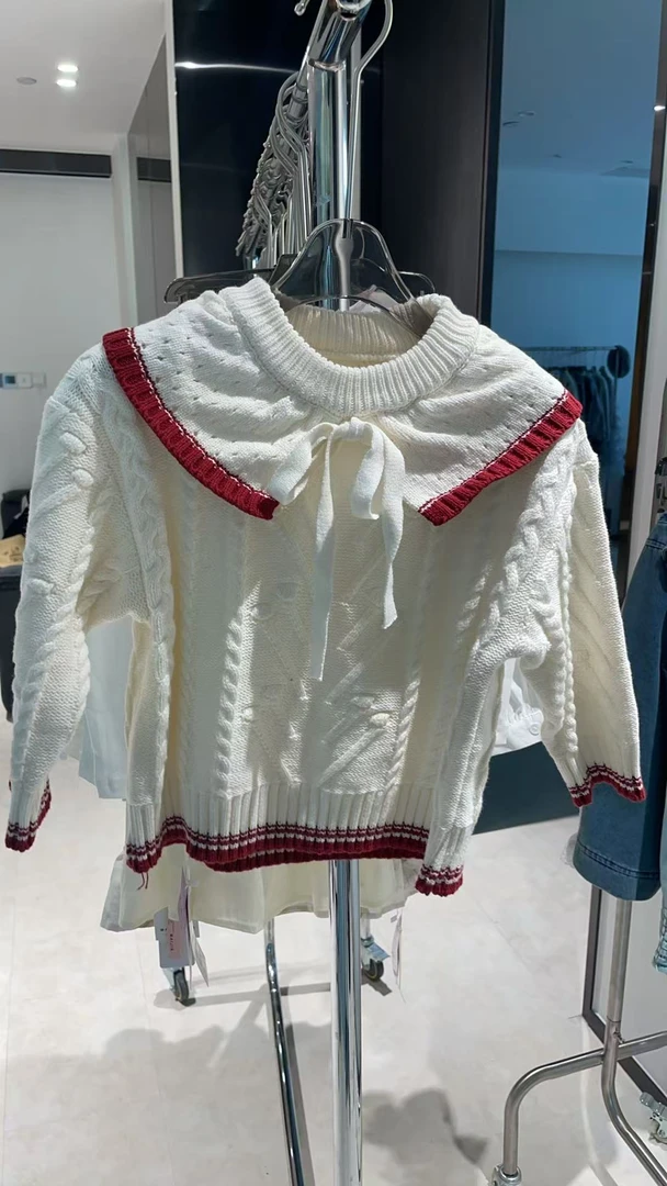 【恩姐定制】春季童装女童百搭儿童毛衫假两件披肩毛衣ENMY1343