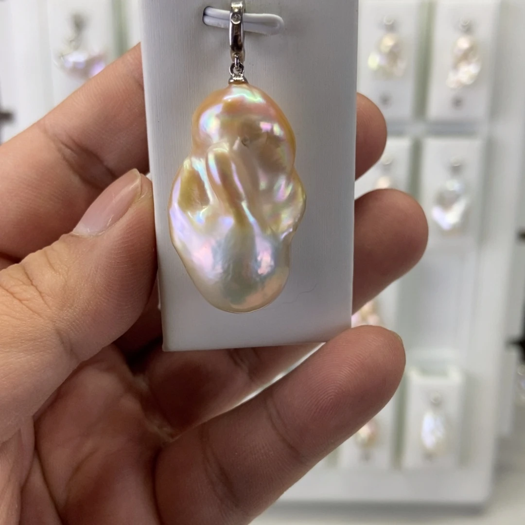 淡水珍珠吊坠(不含链)银S925镶嵌