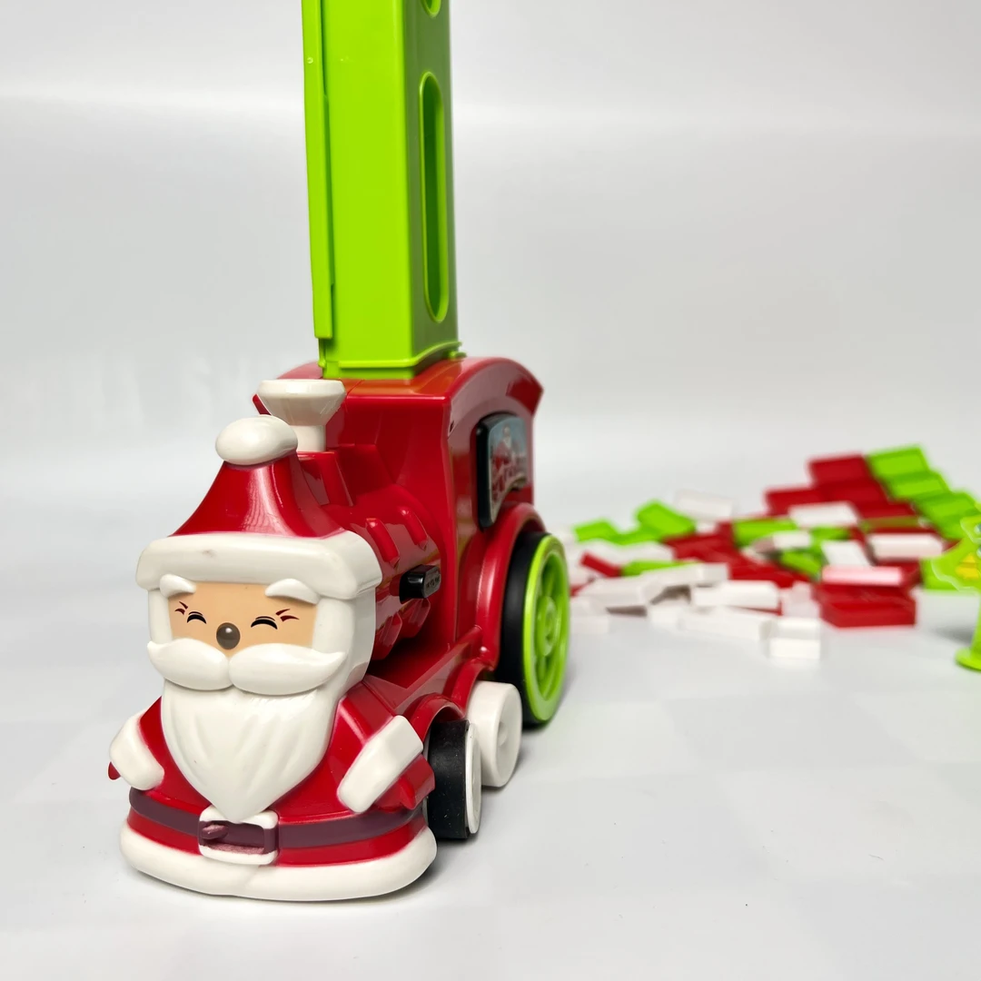 圣诞电动火车多米诺骨牌自动投放益智积木小火车男女孩礼物