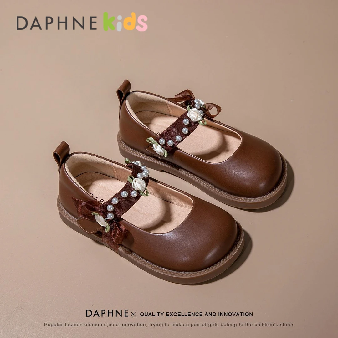 达芙妮女童小皮鞋2025春秋新款软底森系儿童鞋秋季小女孩公主鞋子